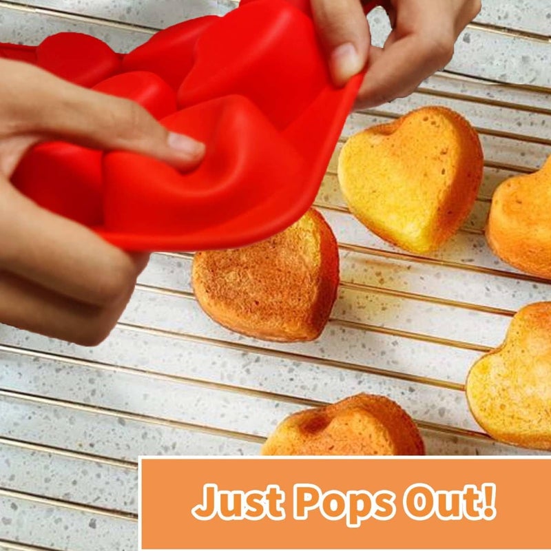 SILIVO Silicone Heart Muffin Pan (2 Pack) - Nonstick Silicone Molds for Baking, Cupcake Pan for Brownies, Tartlets and Egg Bites - Image 2