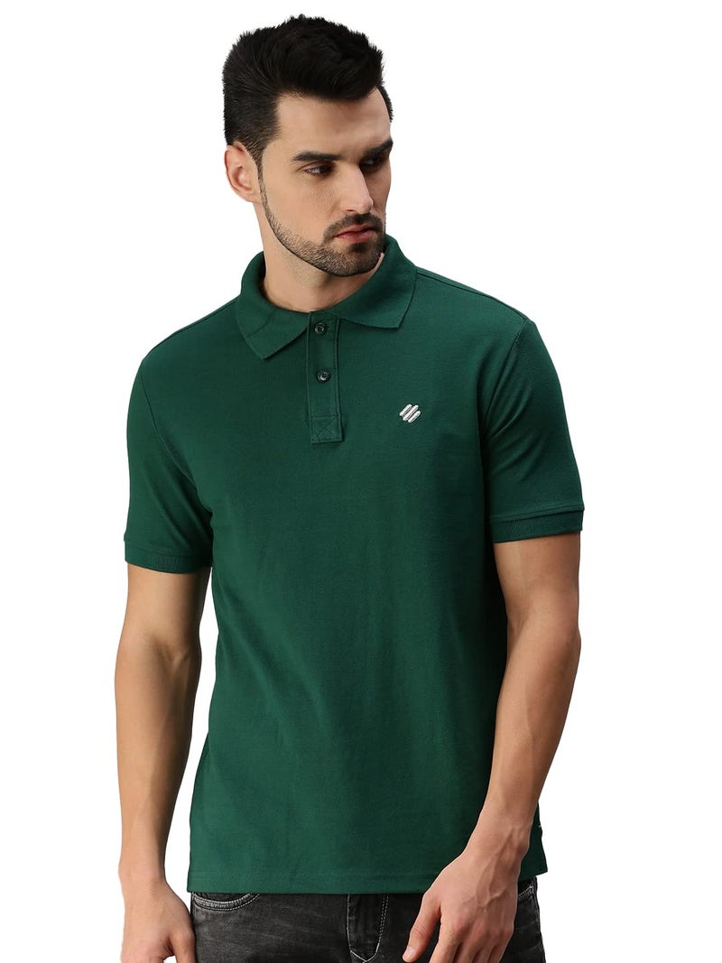 ONN Men's Polo (8904209864970 CASUALZ_431_Large_Bottle Green) - Image 1