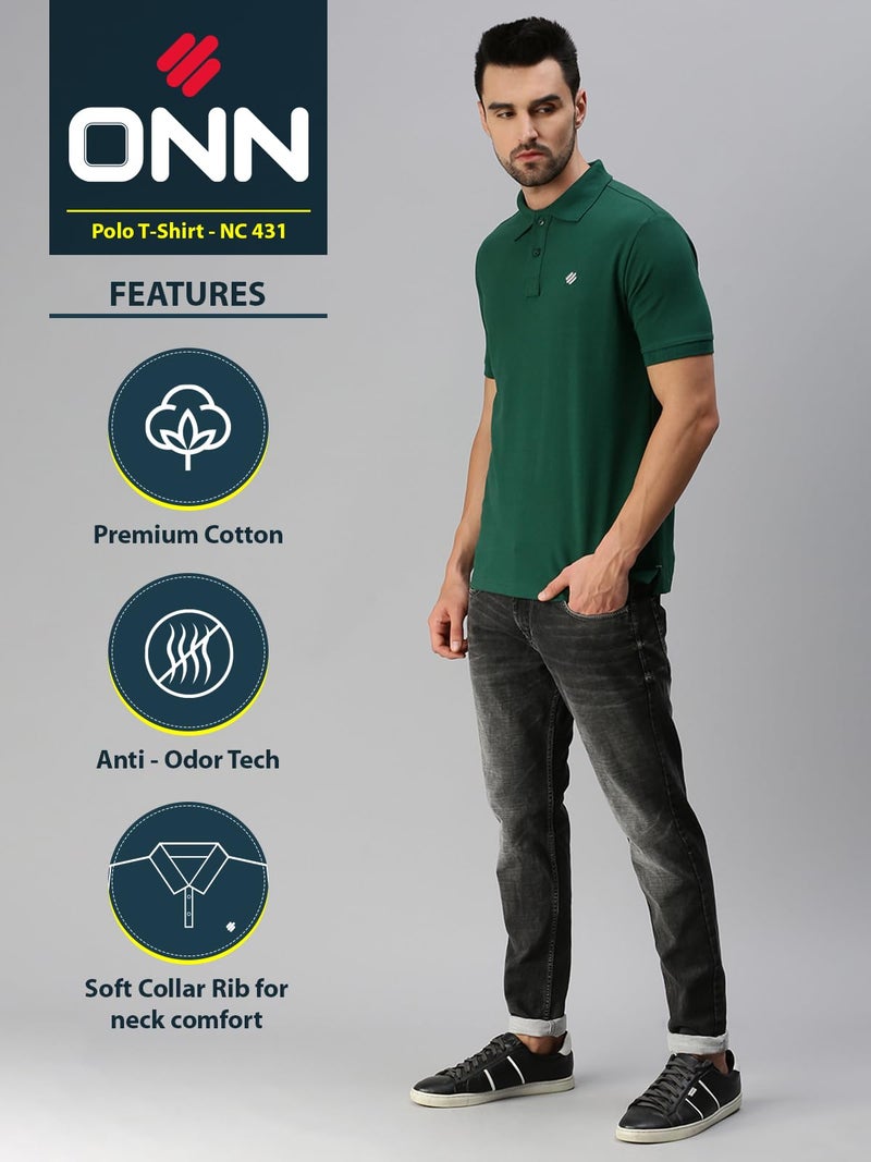 ONN Men's Polo (8904209864970 CASUALZ_431_Large_Bottle Green) - Image 2