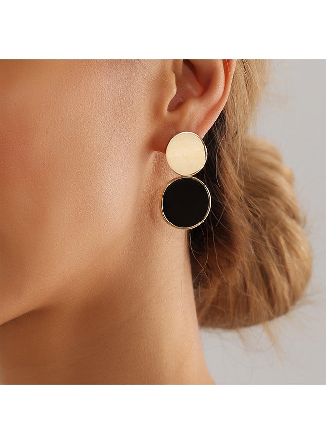 GIFT Round Onyx Disc Ring Set, Including Ring, Earrings, Necklace, Bracelet,  Agate Smooth High-End Fashion Niche Retro Personality, Jewelry for Women - Image 5