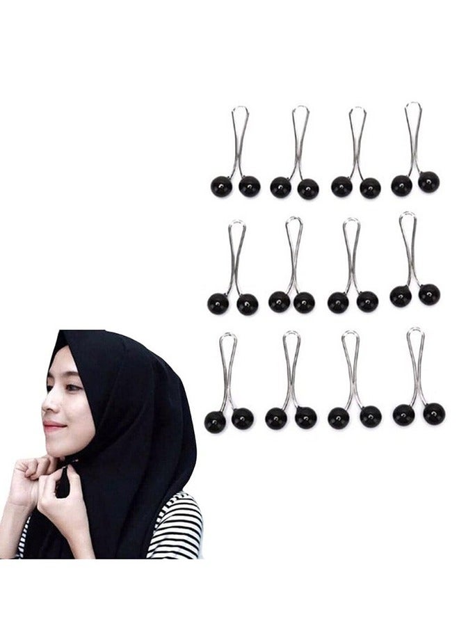 12 Pcs Hijab Pearl Brooch Pins for Women, Muslim Women Headscarf Hijab U Clips, Faux Pearl Scarf Clips Pin-Less Scarf Clips, Scarf Brooch Pin Headscarf Shawl Lady Muslim Scarf Hijab Clips-Black - Image 1