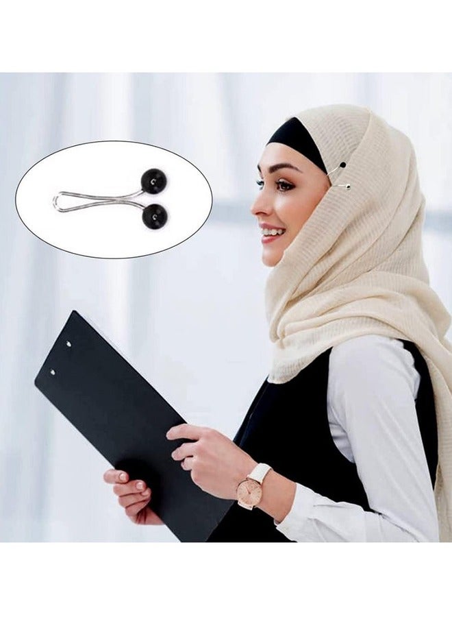 12 Pcs Hijab Pearl Brooch Pins for Women, Muslim Women Headscarf Hijab U Clips, Faux Pearl Scarf Clips Pin-Less Scarf Clips, Scarf Brooch Pin Headscarf Shawl Lady Muslim Scarf Hijab Clips-Black - Image 3