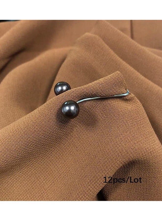 12 Pcs Hijab Pearl Brooch Pins for Women, Muslim Women Headscarf Hijab U Clips, Faux Pearl Scarf Clips Pin-Less Scarf Clips, Scarf Brooch Pin Headscarf Shawl Lady Muslim Scarf Hijab Clips-Black - Image 5