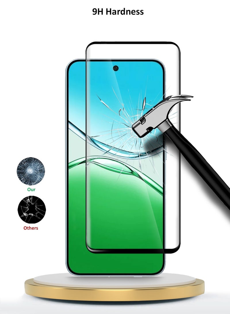 Wtech Oppo A5 5G 2025 Premium Edge-Pro Full Glue Full Cover Tempered Glass Screen Protector (MSGPCN) - Clear/Black - Image 3