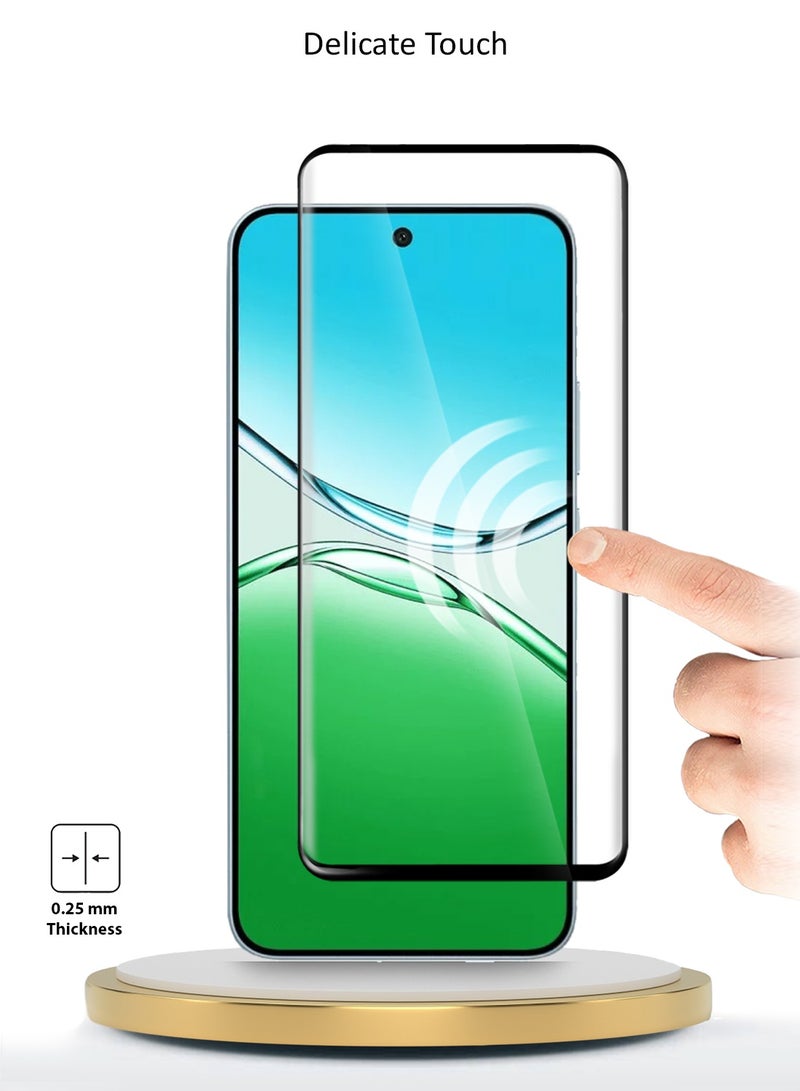 Wtech Oppo A5 5G 2025 Premium Edge-Pro Full Glue Full Cover Tempered Glass Screen Protector (MSGPCN) - Clear/Black - Image 4