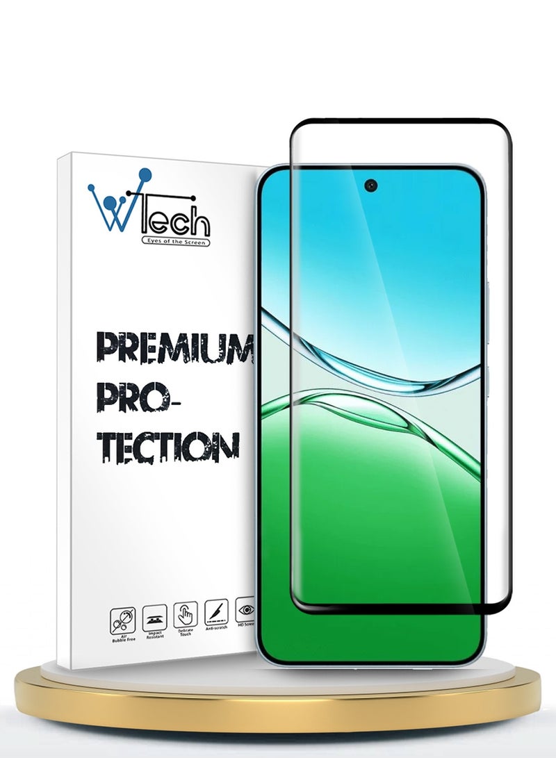 Wtech Oppo A5 5G 2025 Premium Edge-Pro Full Glue Full Cover Tempered Glass Screen Protector (MSGPCN) - Clear/Black - Image 1