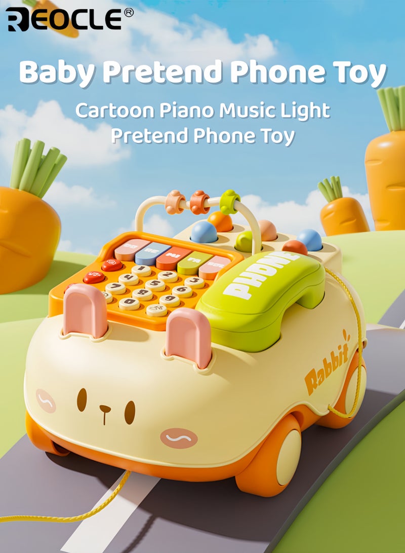 ريوكل هاتف لعبة الطفل مع بيانو كرتوني وميزة ضوء الموسيقى هاتف محمول للعب التظاهر مع تصميم تفاعلي للتعلم المبكر - Image 1