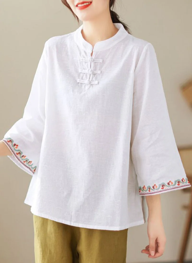 YUNIQEE White High Neck Three-Quarter Sleeves Solid Top