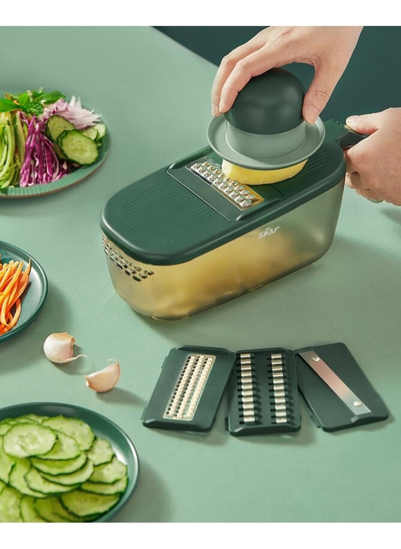 Bear Multifunction 4in1 Mandolines Slicer Vegetable Fruit Cutter Chopper With 1.5L Storage Box Multi-Blade Kitchen Food Vegetable Shredder Processor For Home Outdoors  - Image 1