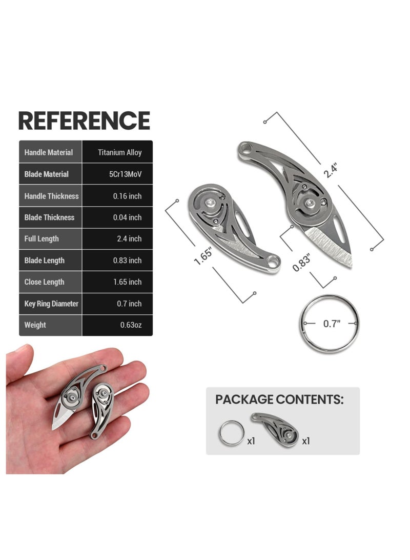 Compact Titanium Keychain Knife, EDC Folding Pocket Utility Knife for Camping and Hiking, Perfect Gift for Men and Women (2.3 Inch) - Image 3