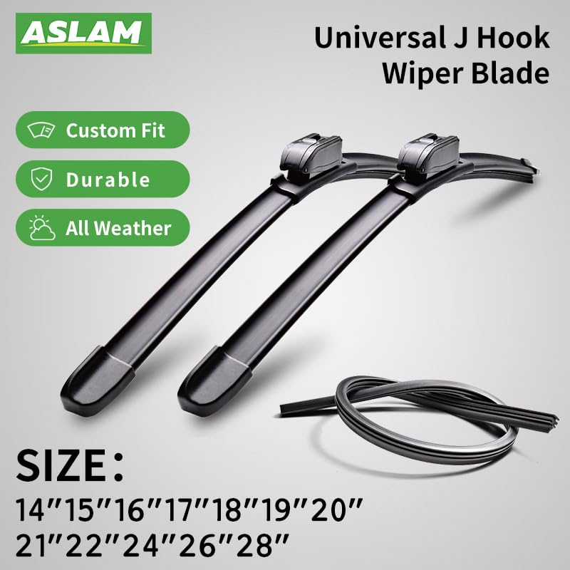 ASLAM Wiper Blades Front Windshield 22 and 22 Inch Pair J Hook Fit All Season Quiet Wiping for Rain and Snow Driving - Image 3