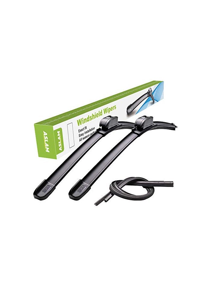 ASLAM Wiper Blades Front Windshield 22 and 22 Inch Pair J Hook Fit All Season Quiet Wiping for Rain and Snow Driving - Image 1