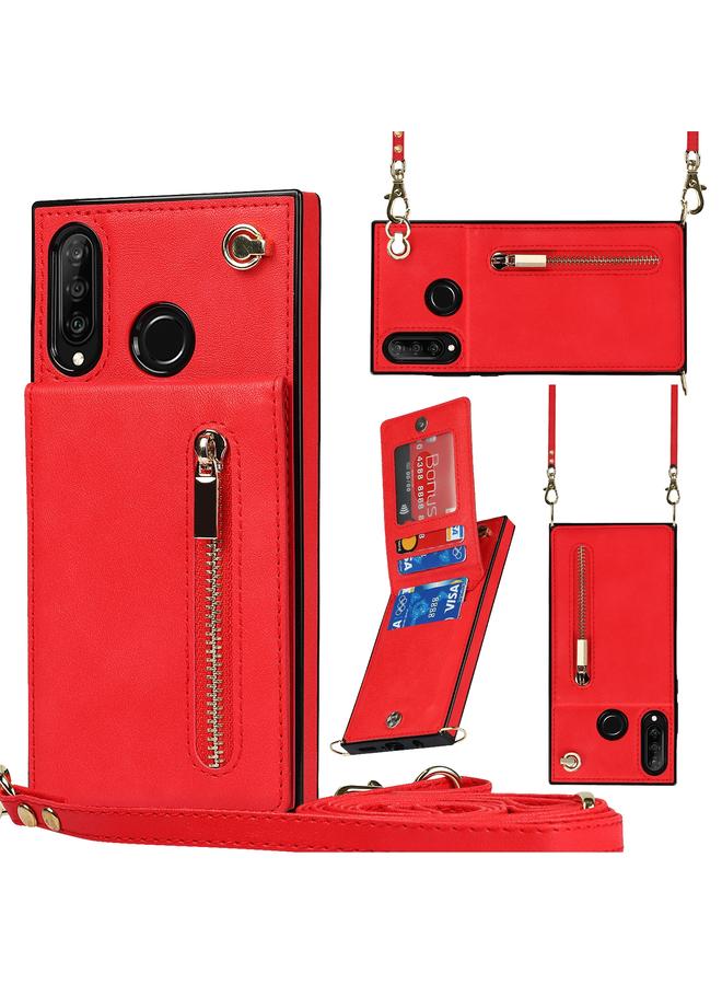 جرين تايجر جراب لهاتف Huawei P30 Lite جراب خلفي مربع الشكل من مادة TPU+PU مع حامل وفتحات للبطاقات ومحفظة وحزام - Image 1