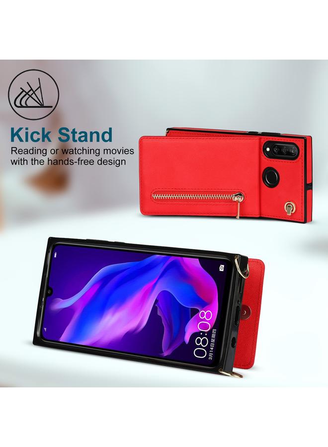 جرين تايجر جراب لهاتف Huawei P30 Lite جراب خلفي مربع الشكل من مادة TPU+PU مع حامل وفتحات للبطاقات ومحفظة وحزام - Image 3