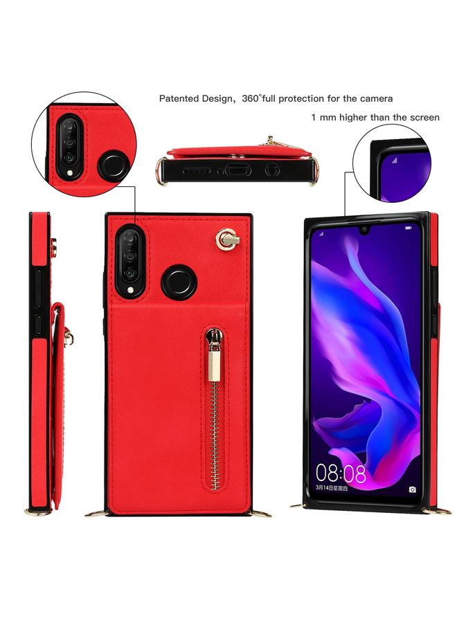 جرين تايجر جراب لهاتف Huawei P30 Lite جراب خلفي مربع الشكل من مادة TPU+PU مع حامل وفتحات للبطاقات ومحفظة وحزام - Image 2