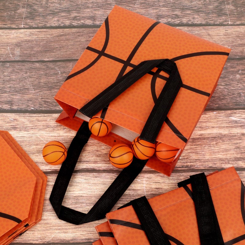 Hxezoc 12 Pieces Basketball Gift Bags with Handle, Reusable Non Woven Treat Goodie Bag Sport Favor Bags For Basketball Theme Birthday Party Decoration Supplies - Image 4