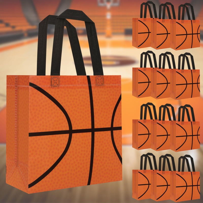 Hxezoc 12 Pieces Basketball Gift Bags with Handle, Reusable Non Woven Treat Goodie Bag Sport Favor Bags For Basketball Theme Birthday Party Decoration Supplies - Image 3