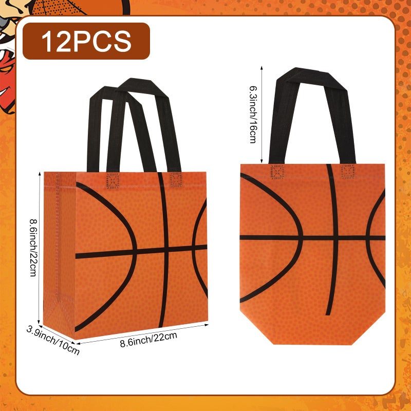 Hxezoc 12 Pieces Basketball Gift Bags with Handle, Reusable Non Woven Treat Goodie Bag Sport Favor Bags For Basketball Theme Birthday Party Decoration Supplies - Image 2