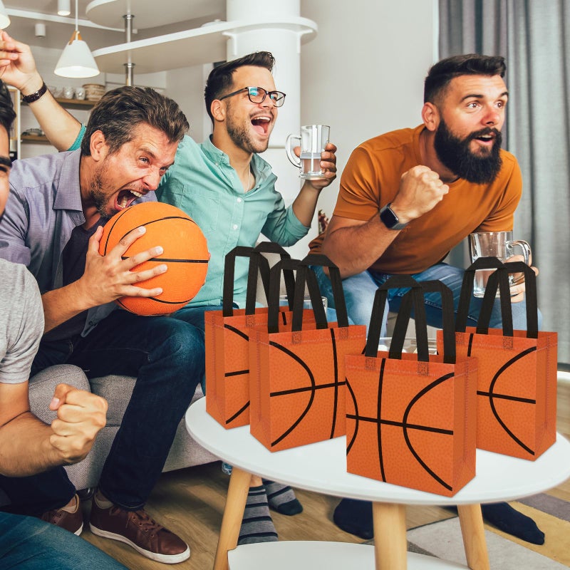 Hxezoc 12 Pieces Basketball Gift Bags with Handle, Reusable Non Woven Treat Goodie Bag Sport Favor Bags For Basketball Theme Birthday Party Decoration Supplies - Image 5