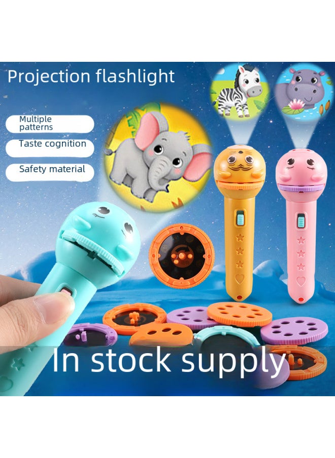 Generic - Children's Luminous Projection Flashlight Baby Early Education Cartoon Fun Boys And Girls Stall Gift Toys Cross-border-Color: Separate Flashlight Without Card - Image 1