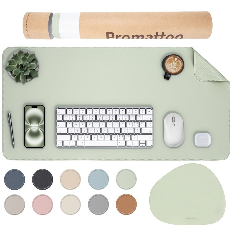 Large Rollable Desk Mat And Mouse Pad Gift Set In Fog Rock Gray Double Sided Non Slip Thick PVC Leather Base For Office Home Computer Desk Wrist Rest - Image 2