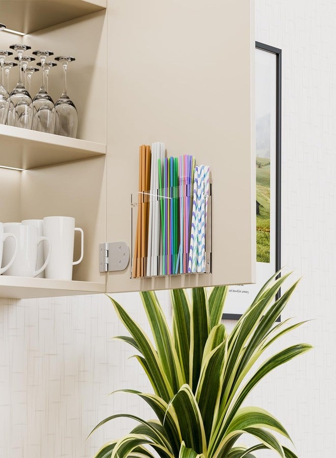 Yieach Acrylic Straw Holder for Cabinet Door- with Adhesive,No Damage Installation - 9.4 Inch Water Bottle,Cup,Drinking and Tumbler Reusable Straw Organizer Storage for Cupboard Door,Clear,Pack of 1 - Image 2