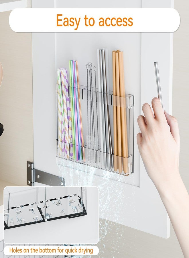 Yieach Acrylic Straw Holder for Cabinet Door- with Adhesive,No Damage Installation - 9.4 Inch Water Bottle,Cup,Drinking and Tumbler Reusable Straw Organizer Storage for Cupboard Door,Clear,Pack of 1 - Image 4