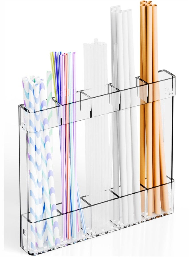 Yieach Acrylic Straw Holder for Cabinet Door- with Adhesive,No Damage Installation - 9.4 Inch Water Bottle,Cup,Drinking and Tumbler Reusable Straw Organizer Storage for Cupboard Door,Clear,Pack of 1 - Image 1