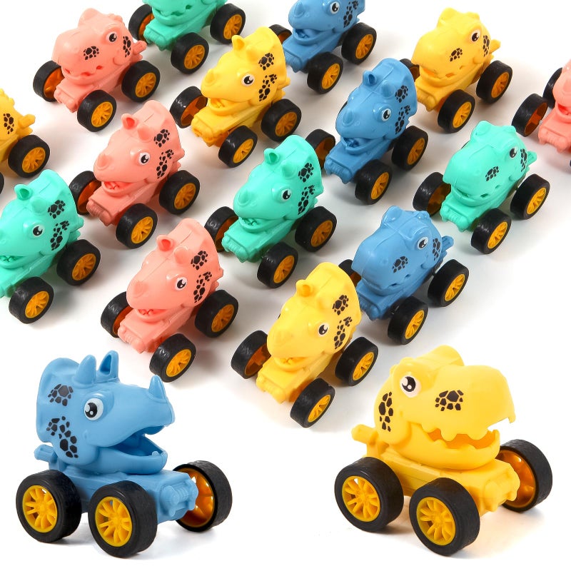 Manmel 18Pcs Dinosaur Pull Back Cars Set for Kids Toddlers Bulk Mini Racing Vehicles Toys Party Favors Pinata Fillers Goodie Bag Stuffers Classroom Prizes for Boys Girls - Image 2