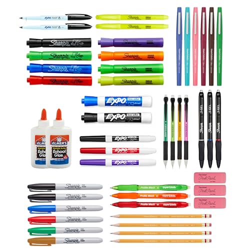 Sharpie School Supplies Variety Pack BTS Teacher Pack Expo Paper Mate Elmers Glue Sticks Pourable Glue Pencils Dry Erase Markers Highlighters and More 48 Count - Image 1