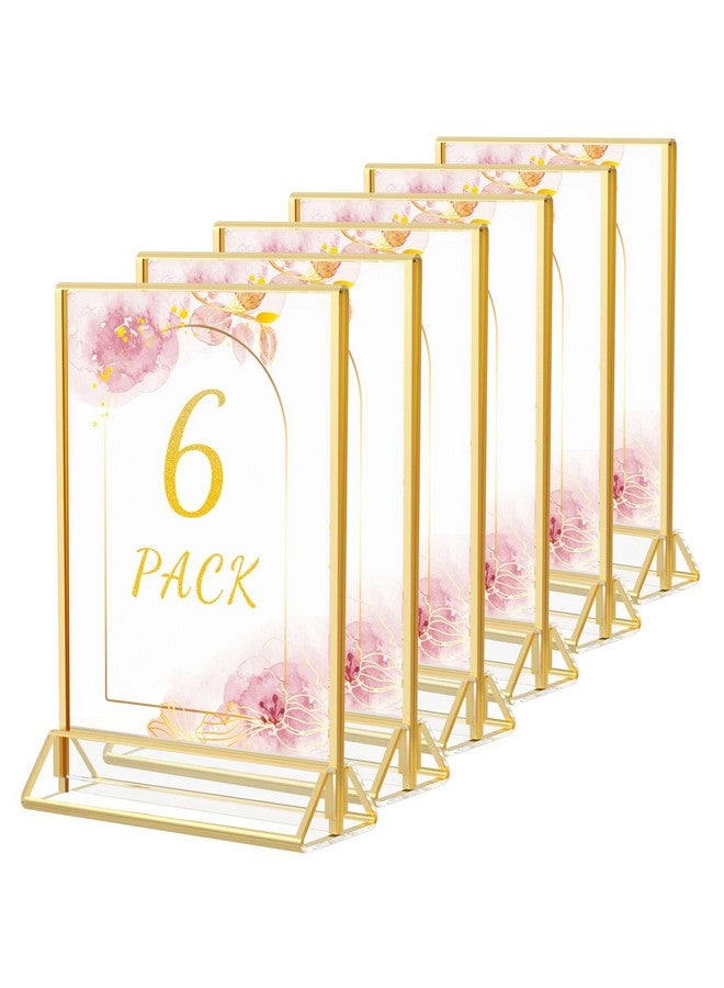 HIIMIEI HIIMIEI Acrylic Gold Frames Sign Holders 8.5x11, Double Sided Table Menu Display Stand, Gold Acrylic Wedding Table Numbers Holder(6 Pack)  - Image 1