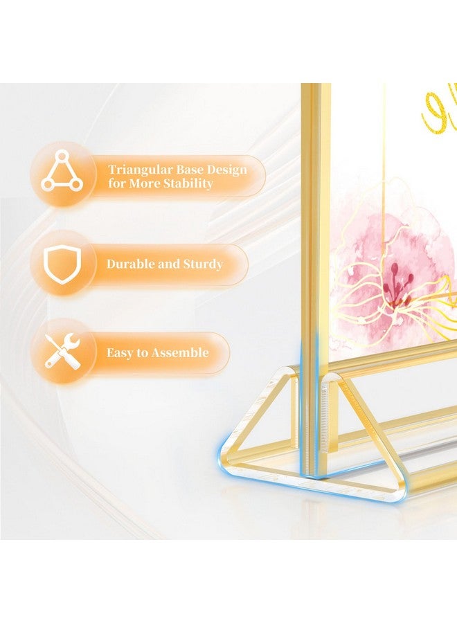 HIIMIEI HIIMIEI Acrylic Gold Frames Sign Holders 8.5x11, Double Sided Table Menu Display Stand, Gold Acrylic Wedding Table Numbers Holder(6 Pack)  - Image 3