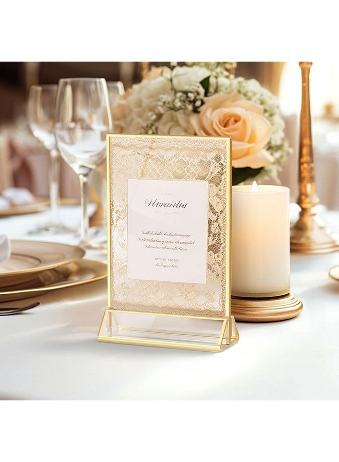 HIIMIEI HIIMIEI Acrylic Gold Frames Sign Holders 8.5x11, Double Sided Table Menu Display Stand, Gold Acrylic Wedding Table Numbers Holder(6 Pack)  - Image 5