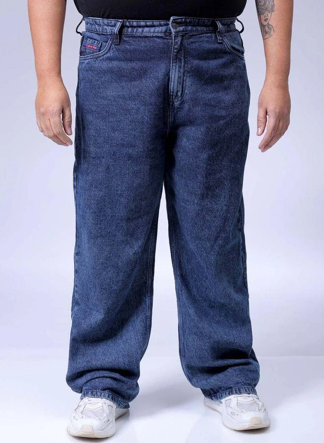Men Plus Size Baggy Fit Solid Mid-Rise Jeans