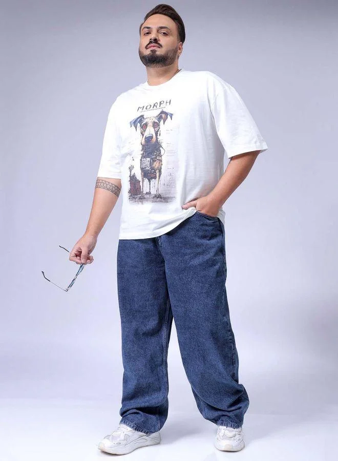 HARDSODA  Men Plus Size Baggy Fit Solid Mid-Rise Jeans for Men | Best Price UAE