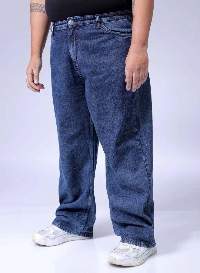 HARDSODA  Men Plus Size Baggy Fit Solid Mid-Rise Jeans for Men | Best Price UAE