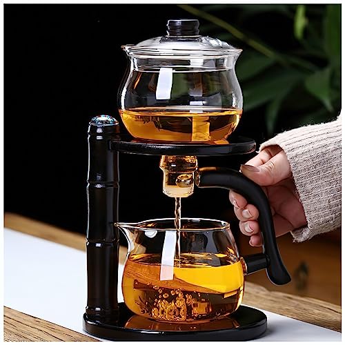Miyxsin Kungfu Magic Tea Set Glass Magnetic Teapot Semi-Automatic Water Guide Magnetic Teapot with Infuser Heat-Resistant Glass Magic Tea Pot Magic Tea Set Perfect of Holiday Gifts (Black) - Image 1