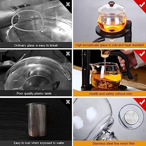 Miyxsin Kungfu Magic Tea Set Glass Magnetic Teapot Semi-Automatic Water Guide Magnetic Teapot with Infuser Heat-Resistant Glass Magic Tea Pot Magic Tea Set Perfect of Holiday Gifts (Black) - Image 5