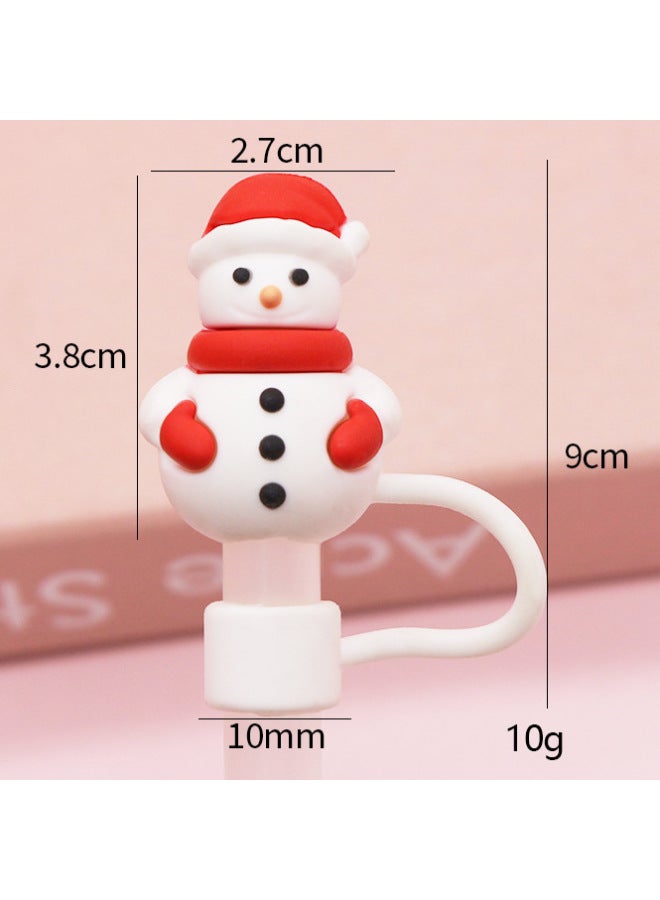 Direct 10mm Cute Shape Straw Sleeve Dustproof Recyclable Straw Cap Environmentally Friendly Straw Plug-Color:Red Glove Snowman 10mm-Specifications:Bag Without Straw  - Image 1