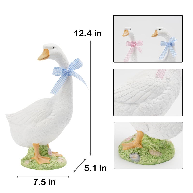 DiliComing Porch Goose Statue Outdoor Decor - 12 Inch Resin Garden Goose Statues Weatherproof Lawn Sculpture for Front Porch Yard Patio Gifts for Grandma Mom Women - Image 5