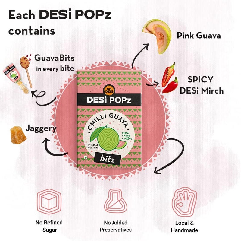 GO DESi POPz Chilli Guava Lollipops with Real Guava Bits - 40 Pieces, 440g - Image 5