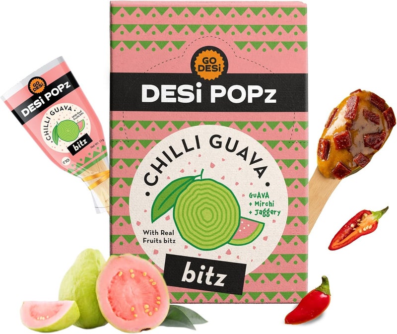 GO DESi POPz Chilli Guava Lollipops with Real Guava Bits - 40 Pieces, 440g - Image 1