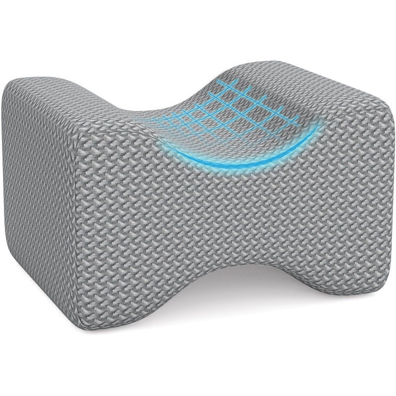 BlissTrends Memory Foam Knee Pillow, Knee Pillow for Side Sleepers, Leg Pillows for Sleeping, Elevation Pillow for Relief Twisted Spine, Sciatica, Leg Numbness, Back, Joint, Hip, Surgery Pain, Grey - Image 1