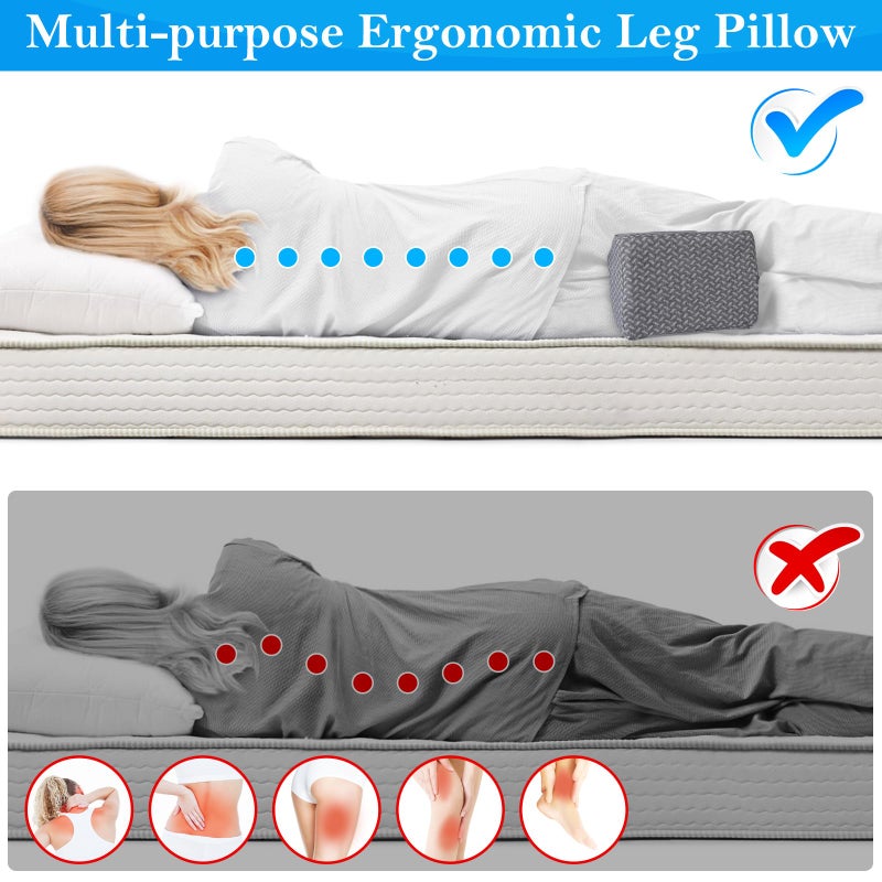 BlissTrends Memory Foam Knee Pillow, Knee Pillow for Side Sleepers, Leg Pillows for Sleeping, Elevation Pillow for Relief Twisted Spine, Sciatica, Leg Numbness, Back, Joint, Hip, Surgery Pain, Grey - Image 4