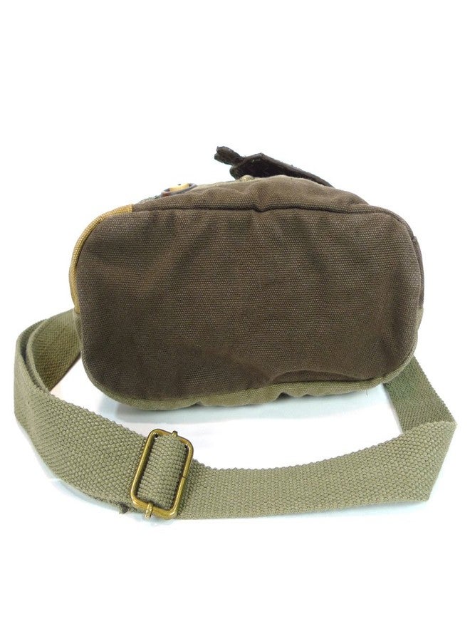 CHALA Canvas Patchwork Cross-body Messenger Bag with faux leather Animal Coin Purse (White Chichik Bird - Olive) - Image 4