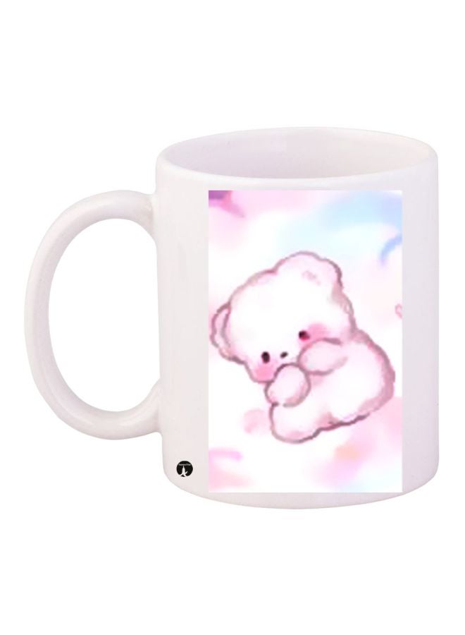 RYN Cartoon Printed Coffee Mug White/Pink/Blue 11ounce