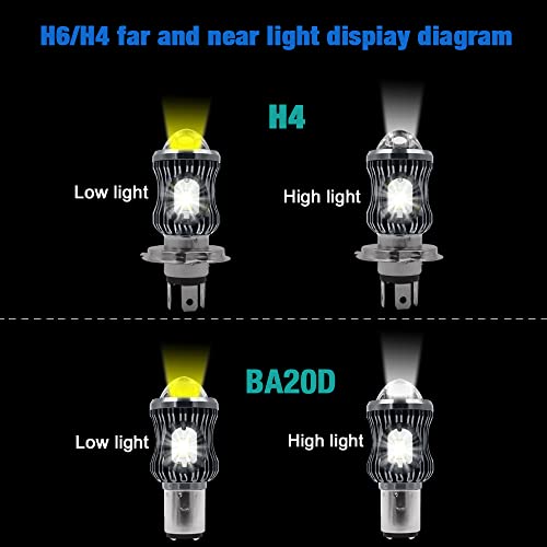 YSY 1Pcs 10000Lm H4 LED Moto HB2 9003 HS1 LED Motorcycle Headlight Bulbs CSP Lens White Yellow Hi Lo Lamp Scooter Accessories Fog Lights 12V (H4, Silver) - Image 5