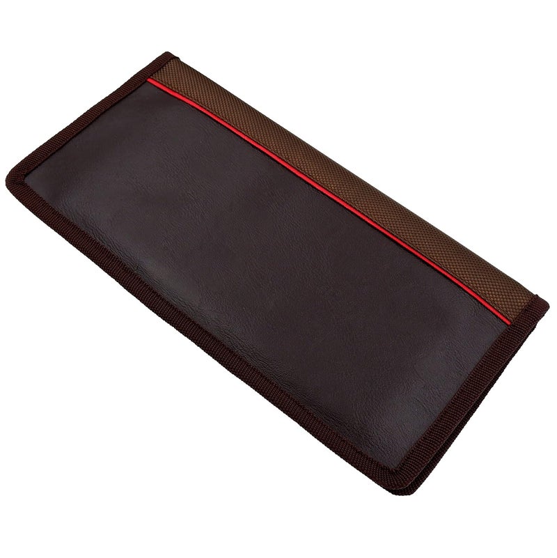 Asraw Stylish Ergonomic PU Faux Leather Document Holder Chequebook/Passbook Vehicle Papers Organizer (Brown) - Image 1