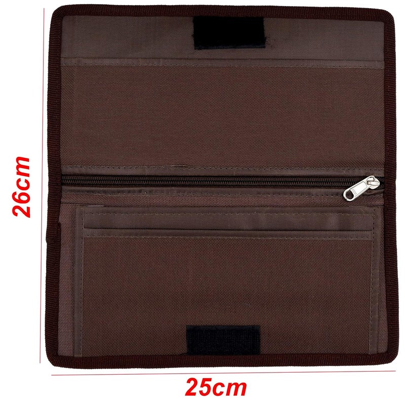 Asraw Stylish Ergonomic PU Faux Leather Document Holder Chequebook/Passbook Vehicle Papers Organizer (Brown) - Image 2