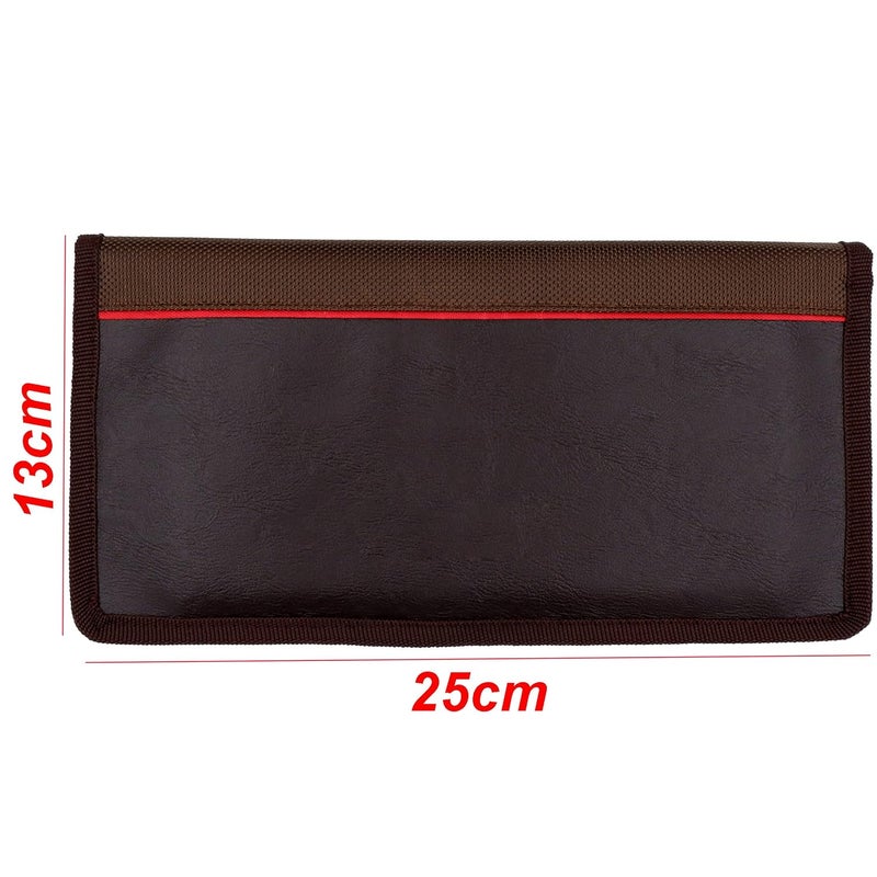 Asraw Stylish Ergonomic PU Faux Leather Document Holder Chequebook/Passbook Vehicle Papers Organizer (Brown) - Image 3